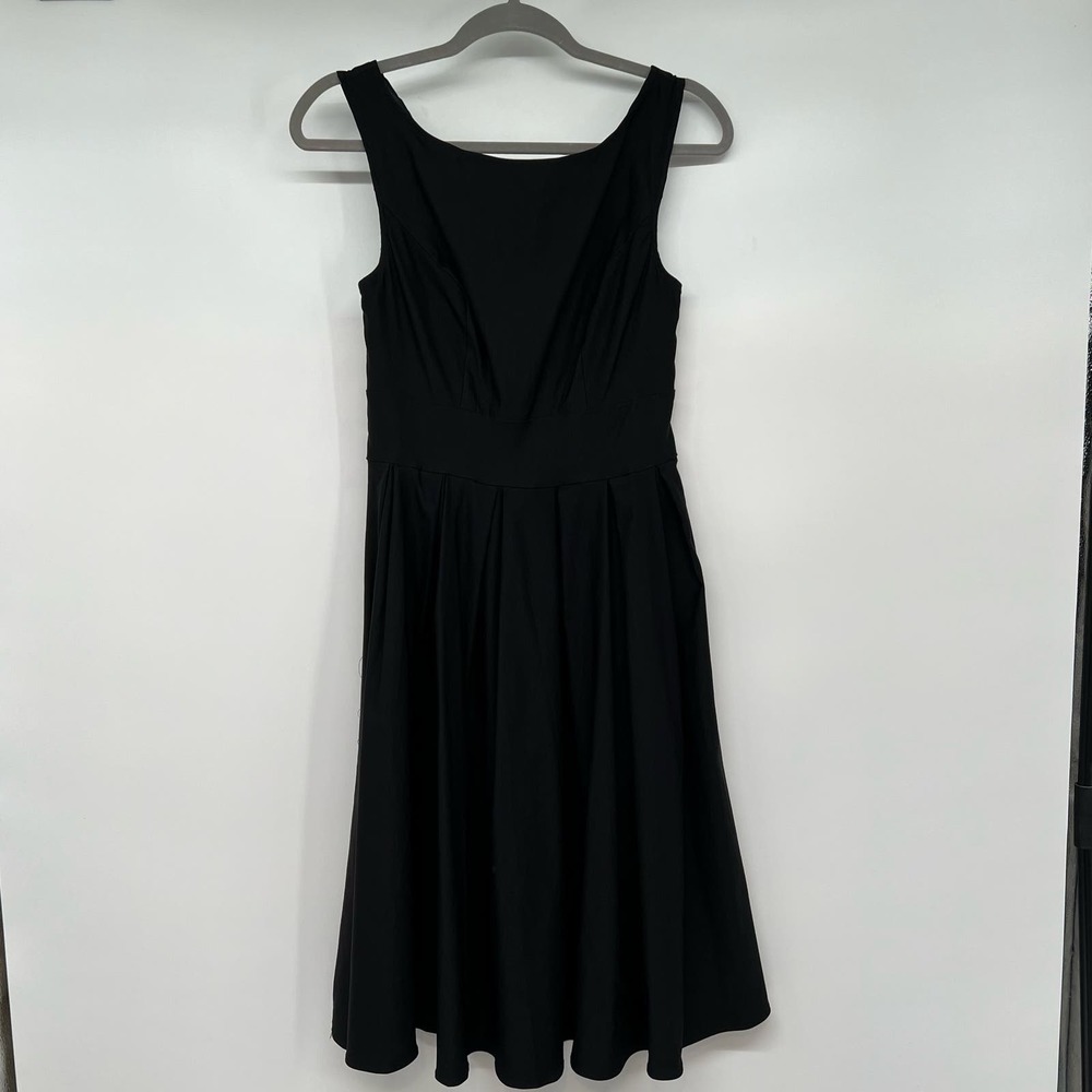 NWT Belle Poque Fit & Flare Dress Women's Sz S Black Pleated Scoop Neck Cocktail